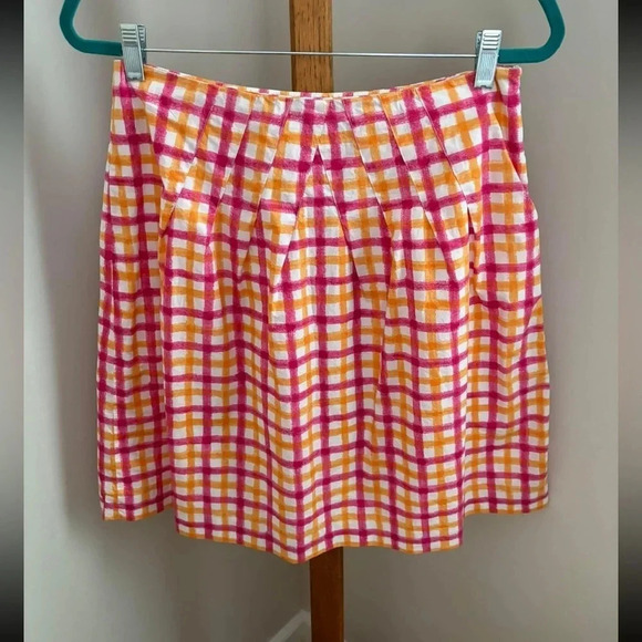 Talbots 12 Petite Pink & Orange Pleated Knee Length Skirt - Picture 1 of 5